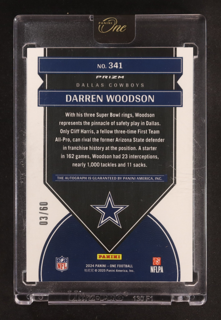 Darren Woodson 2024 Panini One Once in a Franchise Autographs Red #341 #03/60 at PristineAuction.com Darren Woodson 2024 Panini One Once in a Franchise Autographs Red #341 #03/60 at PristineAuction.com