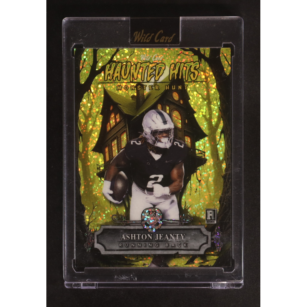 Ashton Jeanty 2025 Wild Card Haunted Hits Monster Hunt Haunted House Sparkle Yellow #HHHAJ RC #2/3 at PristineAuction.com