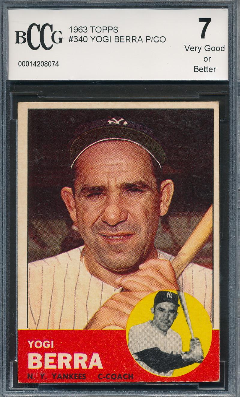 Yogi Berra 1963 Topps #340 (BCCG 7) at PristineAuction.com Yogi Berra 1963 Topps #340 (BCCG 7) at PristineAuction.com