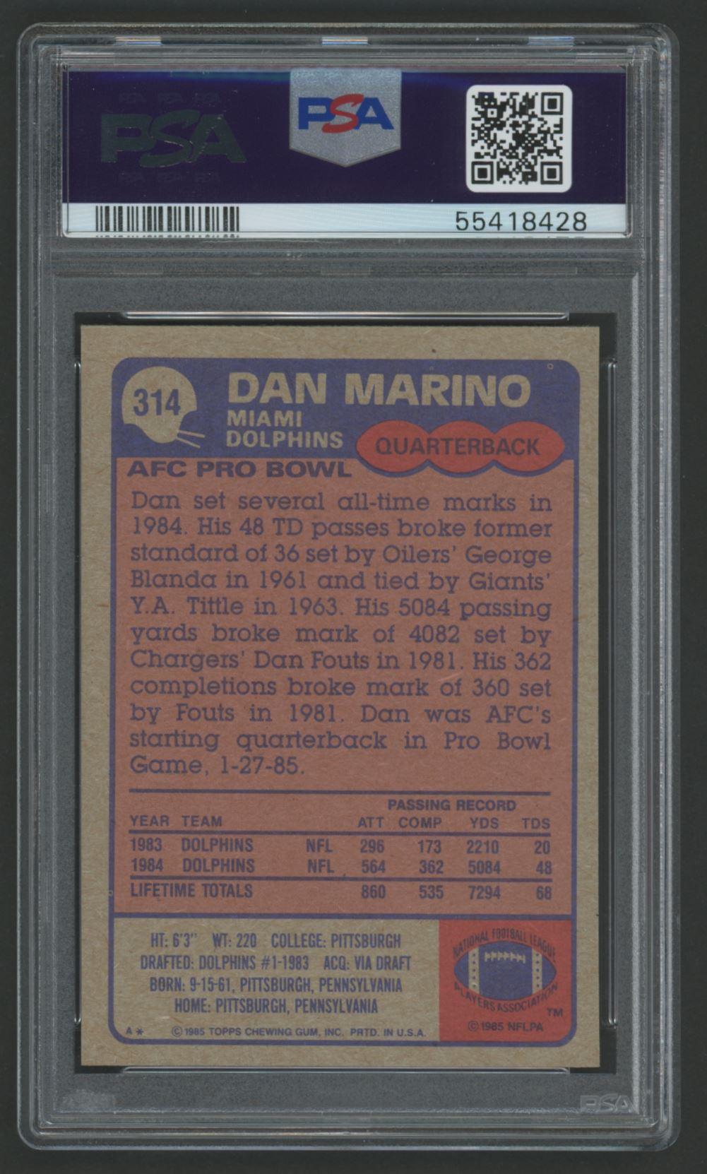 Dan Marino 1985 Topps #314 AP (PSA 9) at PristineAuction.com Dan Marino 1985 Topps #314 AP (PSA 9) at PristineAuction.com