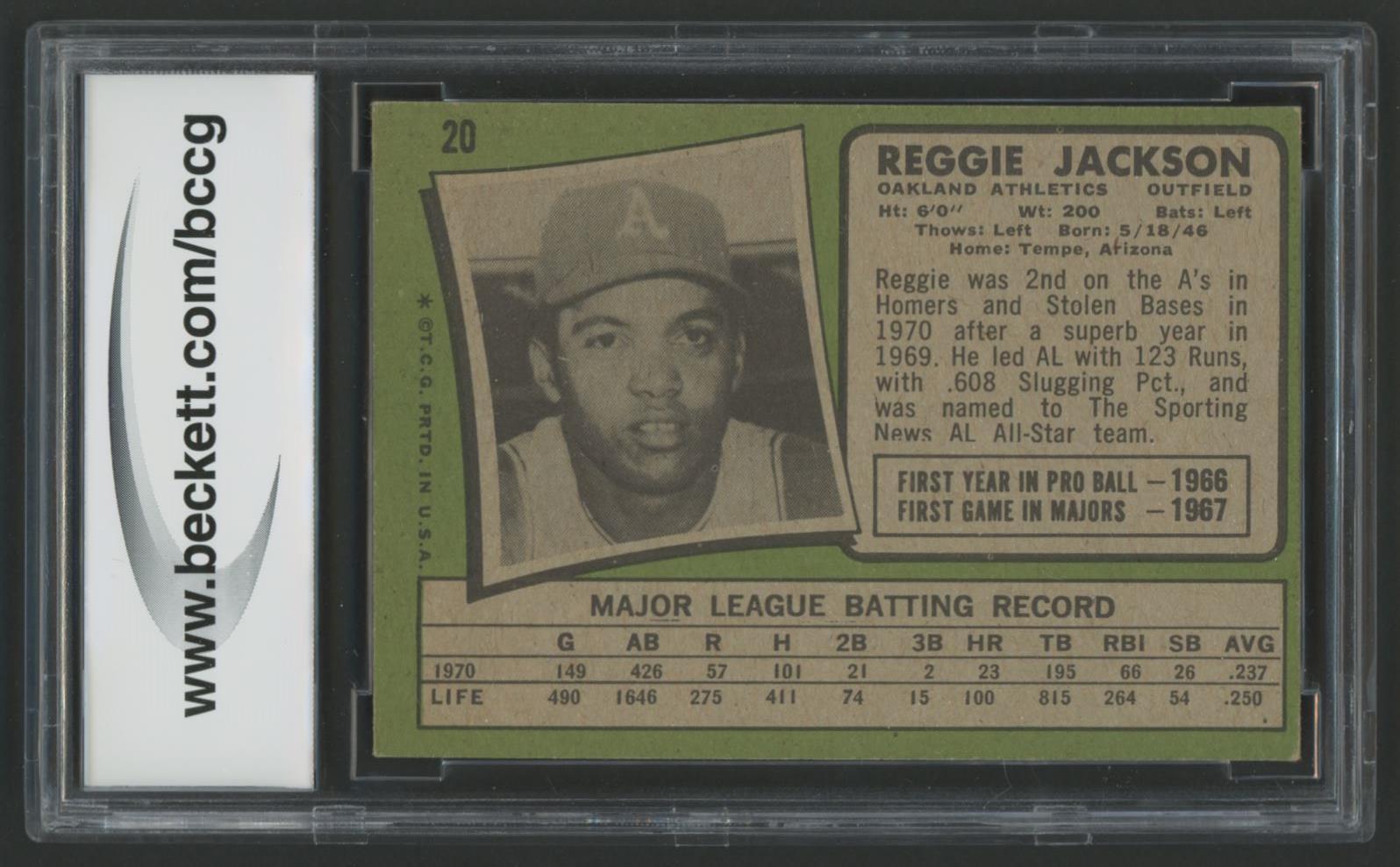 Reggie Jackson 1971 Topps #20 (BCCG 7) at PristineAuction.com Reggie Jackson 1971 Topps #20 (BCCG 7) at PristineAuction.com