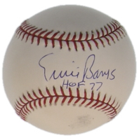 Ernie Banks Signed OML Baseball Inscribed "HOF 77" (JSA) at PristineAuction.com