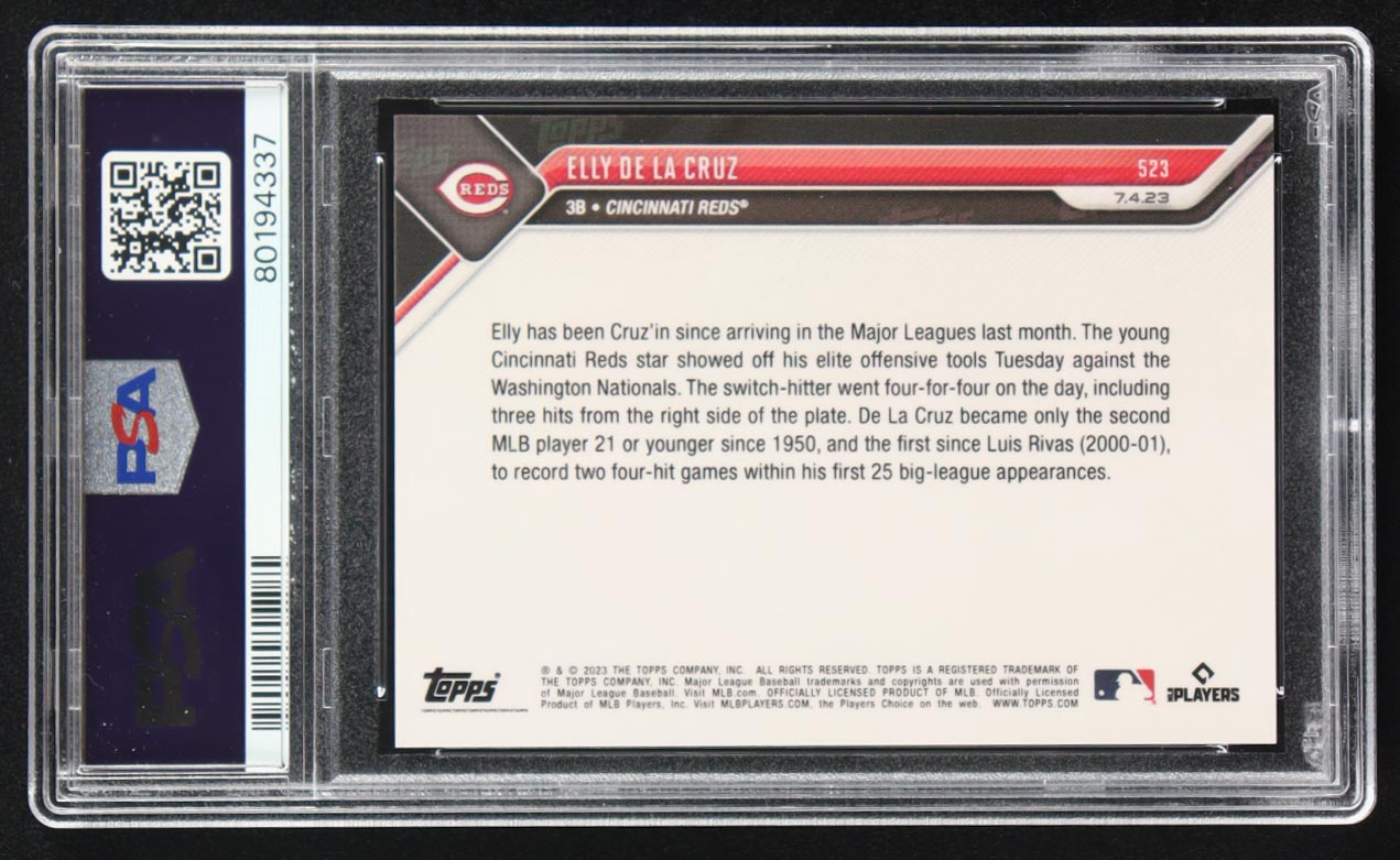 Elly De La Cruz 2023 Topps Now #523 RC (PSA 10) at PristineAuction.com Elly De La Cruz 2023 Topps Now #523 RC (PSA 10) at PristineAuction.com