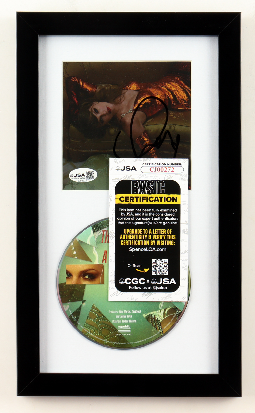 Taylor Swift Signed Custom Framed "The Life of a Showgirl" CD Insert Display with Disc (JSA) at PristineAuction.com Taylor Swift Signed Custom Framed "The Life of a Showgirl" CD Insert Display with Disc (JSA) at PristineAuction.com