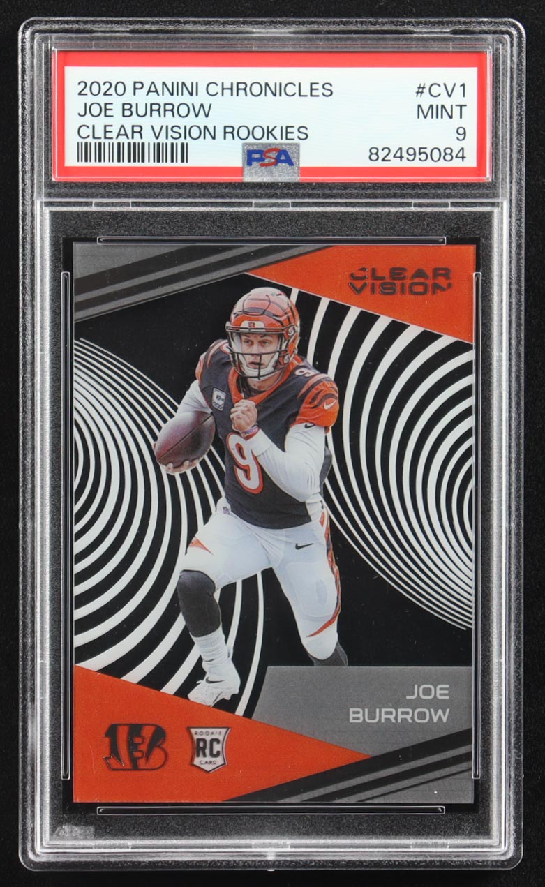 Joe Burrow 2020 Panini Chronicles Clear Vision Rookies #CV-1 RC (PSA 9) at PristineAuction.com Joe Burrow 2020 Panini Chronicles Clear Vision Rookies #CV-1 RC (PSA 9) at PristineAuction.com