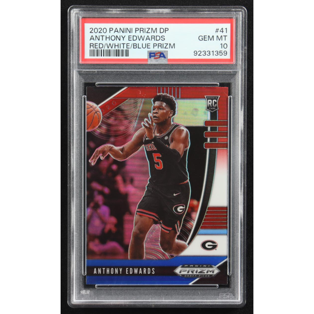 Anthony Edwards 2020 Panini Prizm DP Red/White/Blue Prizm #41 RC (PSA 10) at PristineAuction.com
