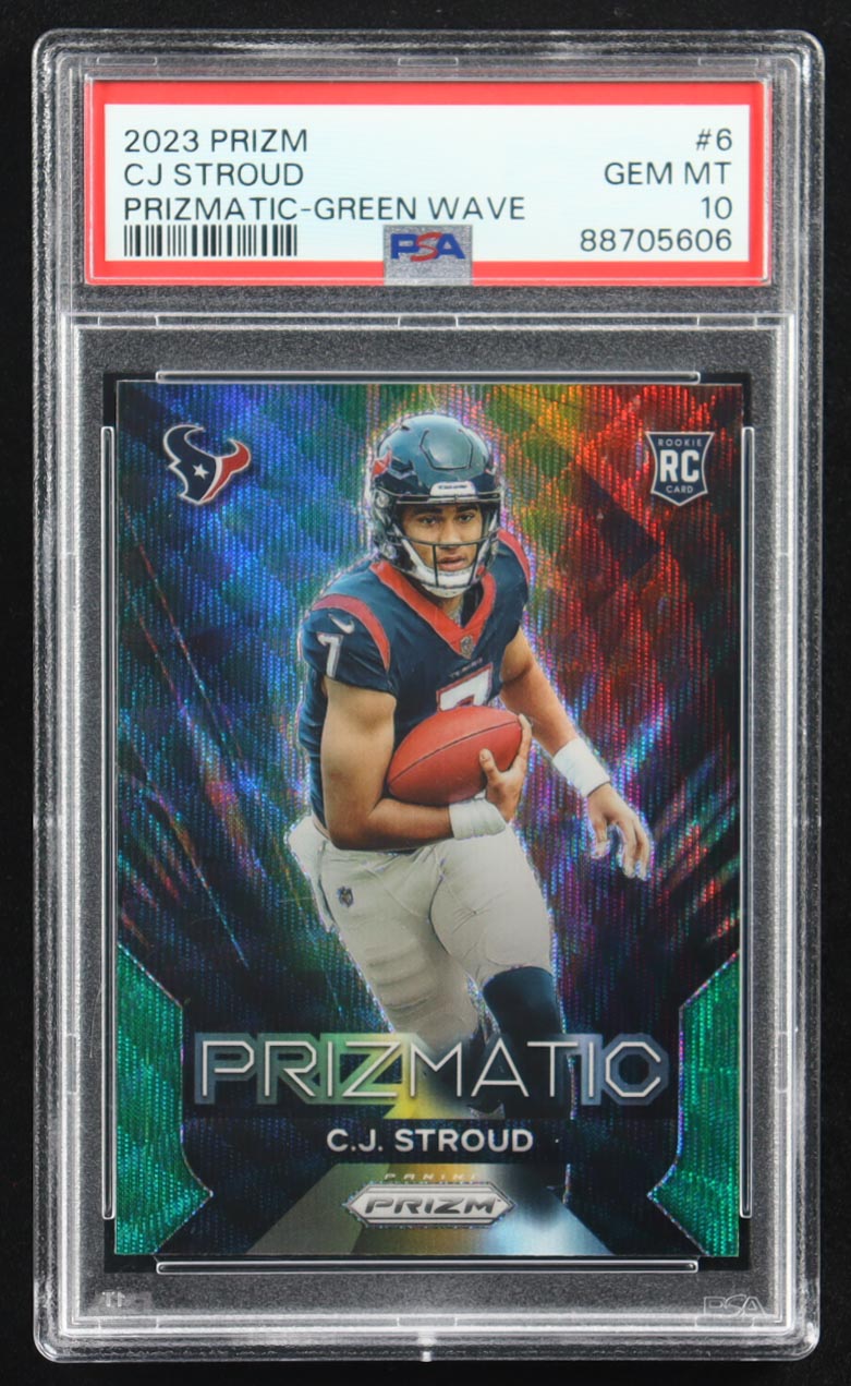 CJ Stroud 2023 Panini Prizm Prizmatic Green Wave #6 RC (PSA 10) at PristineAuction.com CJ Stroud 2023 Panini Prizm Prizmatic Green Wave #6 RC (PSA 10) at PristineAuction.com