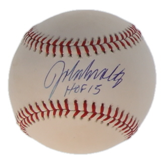 John Smoltz Signed OML Baseball Inscribed "HOF 15" (JSA) at PristineAuction.com John Smoltz Signed OML Baseball Inscribed "HOF 15" (JSA) at PristineAuction.com