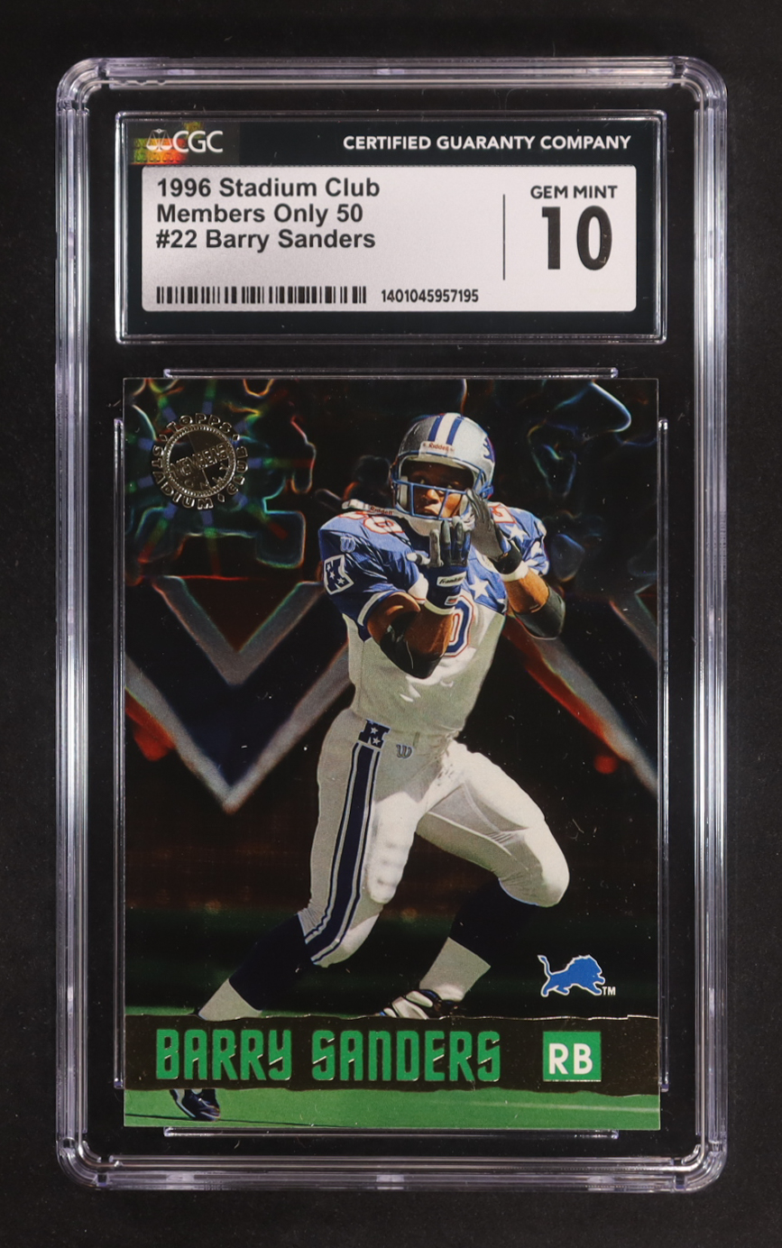 Barry Sanders 1996 Stadium Club Members Only 50 #22 (CGC 10) at PristineAuction.com Barry Sanders 1996 Stadium Club Members Only 50 #22 (CGC 10) at PristineAuction.com