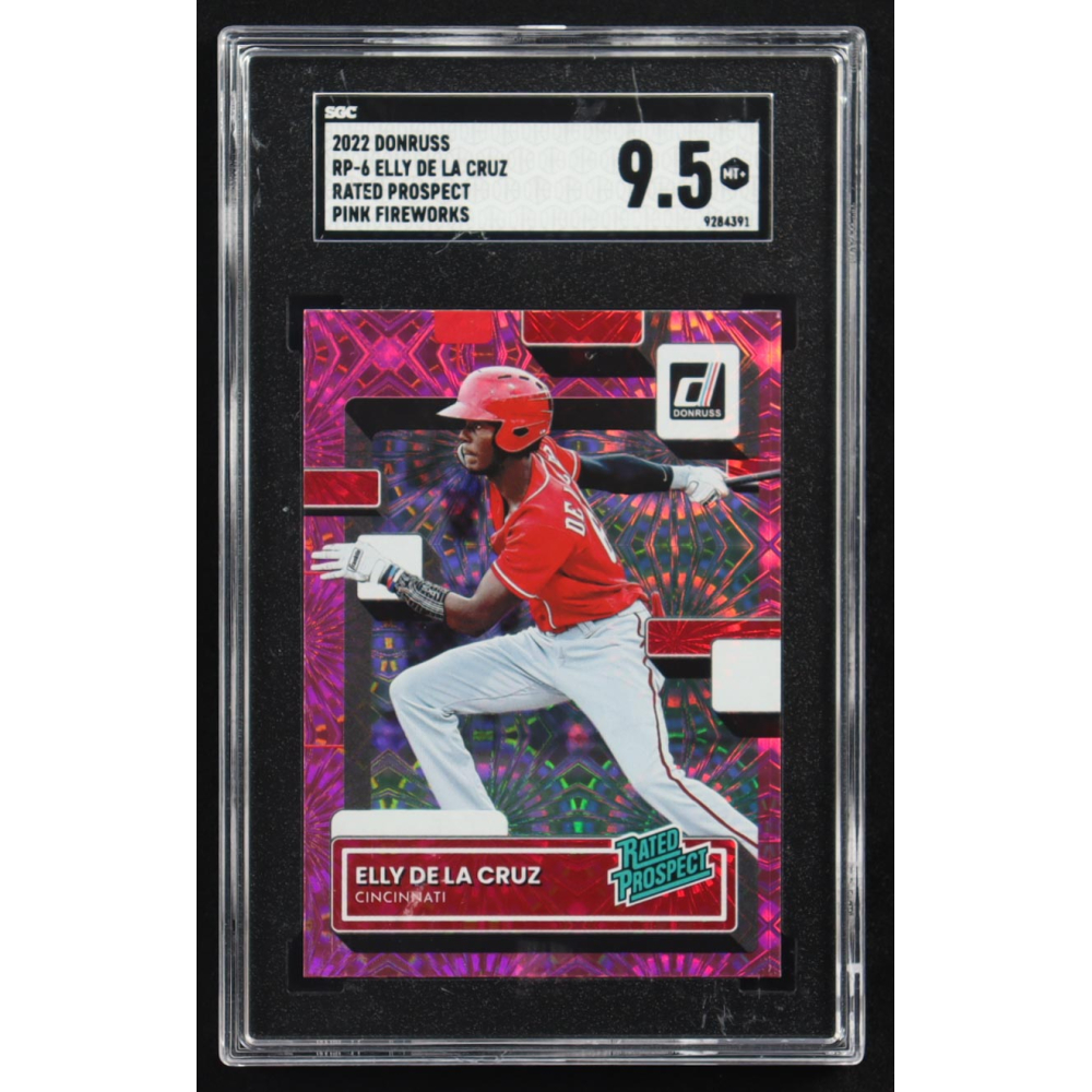 Elly De La Cruz 2022 Panini Donruss Rated Prospect Pink Fireworks #RP-6 RC (SGC 9.5) at PristineAuction.com