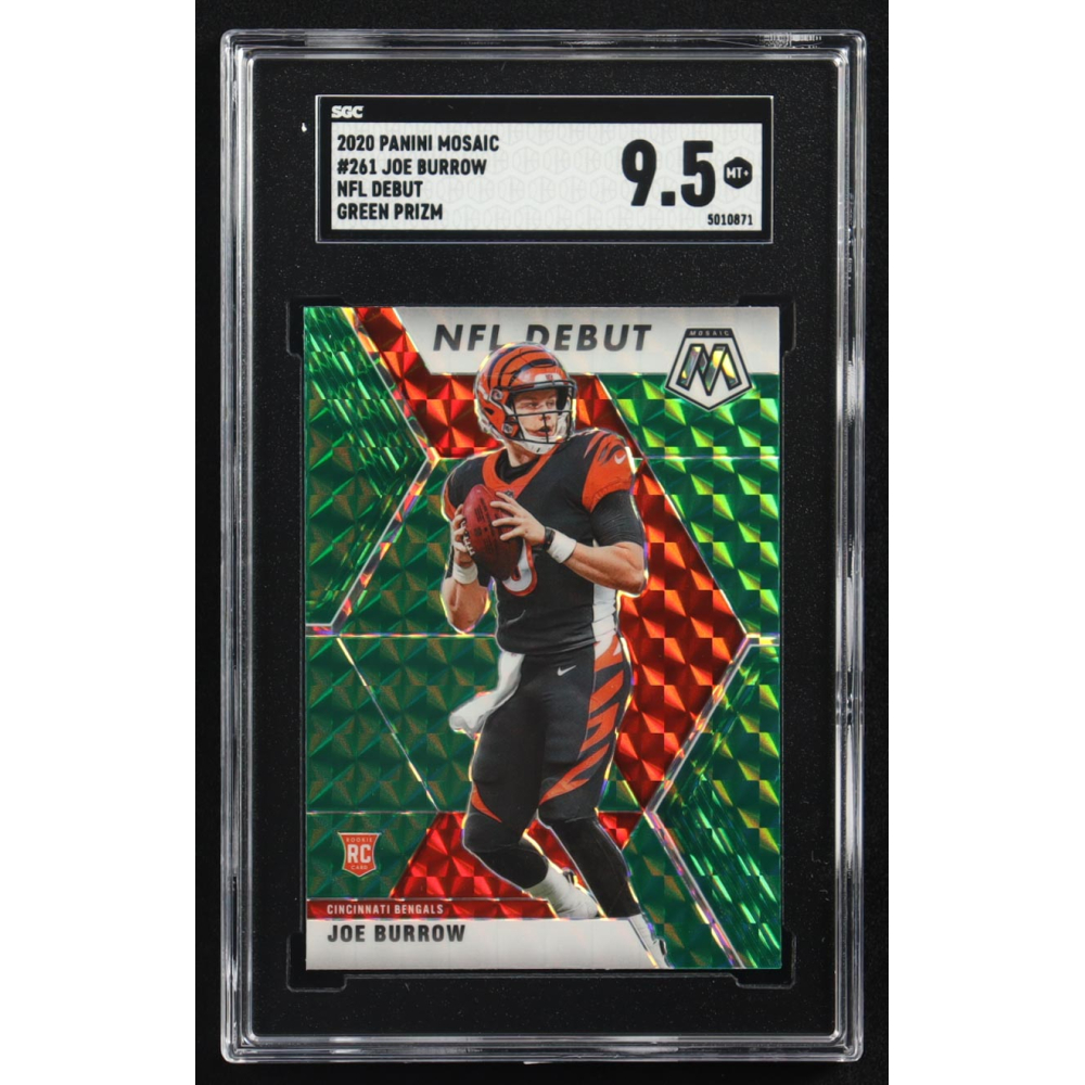 Joe Burrow 2020 Panini Mosaic NFL Debut Green Prizm #261 RC (SGC 9.5) at PristineAuction.com