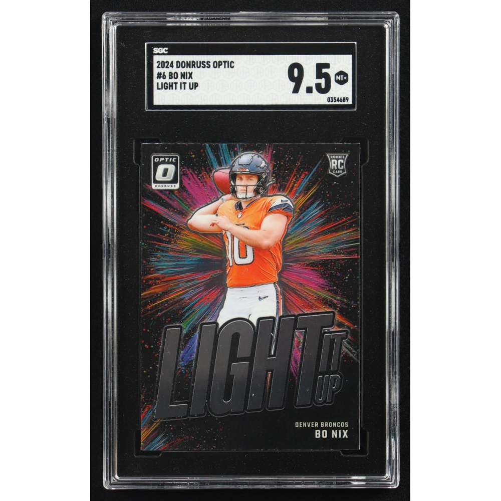 Bo Nix 2024 Panini Donruss Optic Light It Up #6 RC (SGC 9.5) at PristineAuction.com
