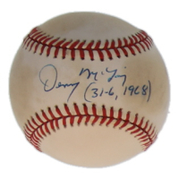 Denny McLain Signed OAL Baseball Inscribed "31-6 1986" (JSA) at PristineAuction.com