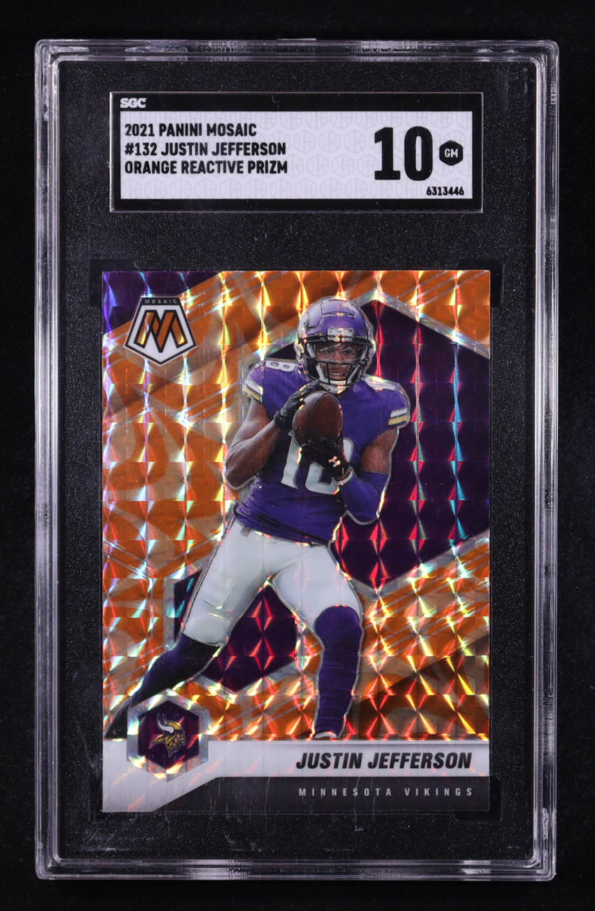 Justin Jefferson 2021 Panini Mosaic Mosaic Reactive Orange #132 (SGC 10) at PristineAuction.com Justin Jefferson 2021 Panini Mosaic Mosaic Reactive Orange #132 (SGC 10) at PristineAuction.com