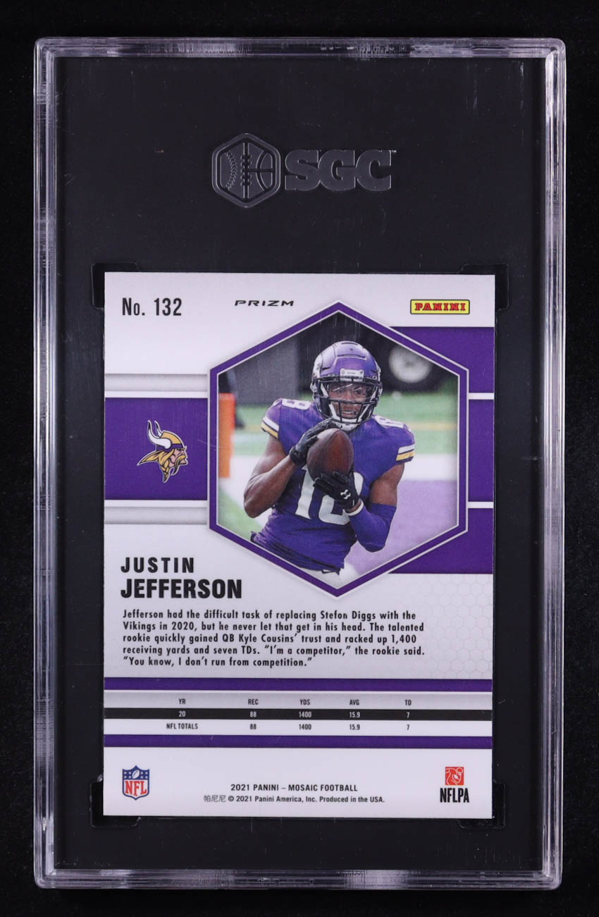 Justin Jefferson 2021 Panini Mosaic Mosaic Reactive Orange #132 (SGC 10) at PristineAuction.com Justin Jefferson 2021 Panini Mosaic Mosaic Reactive Orange #132 (SGC 10) at PristineAuction.com