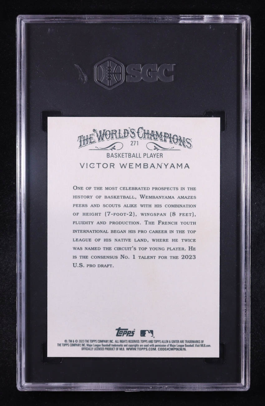 Victor Wembanyama 2023 Topps Allen and Ginter #271 RC (SGC 10) at PristineAuction.com Victor Wembanyama 2023 Topps Allen and Ginter #271 RC (SGC 10) at PristineAuction.com