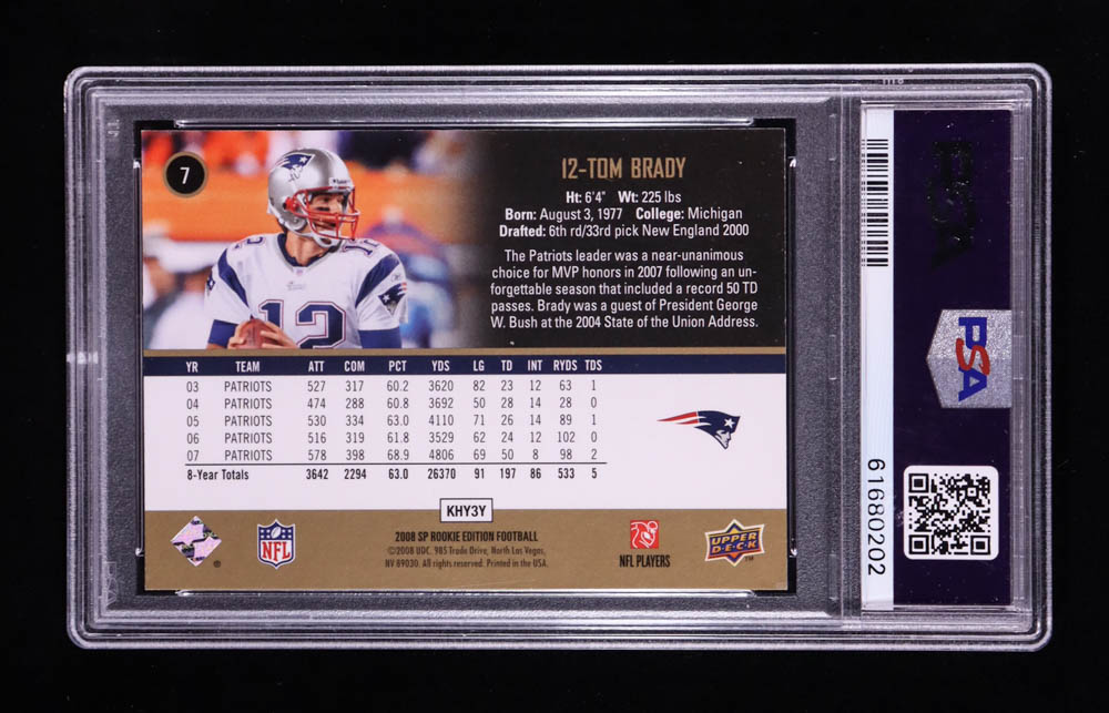 Tom Brady 2008 SP Rookie Edition #7 (PSA 9) at PristineAuction.com Tom Brady 2008 SP Rookie Edition #7 (PSA 9) at PristineAuction.com