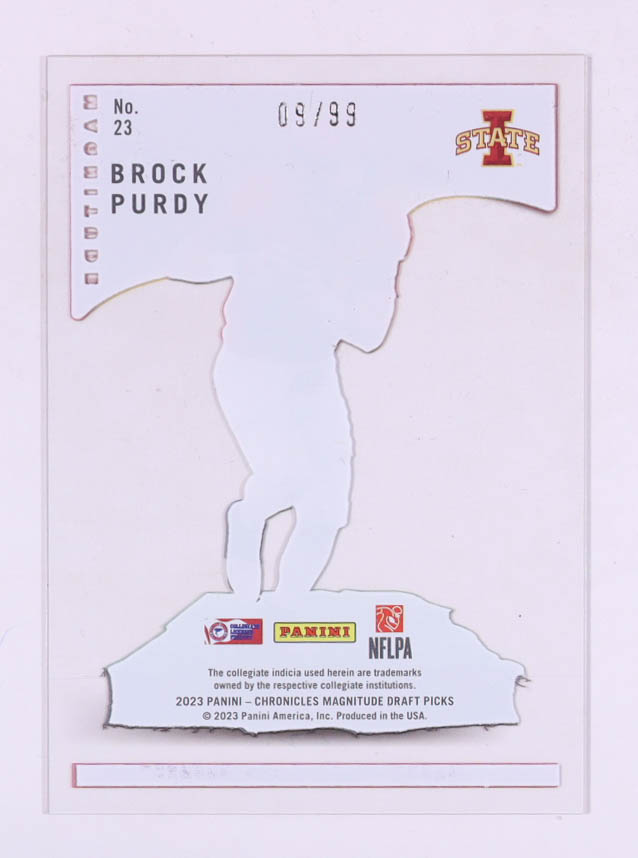 Brock Purdy 2023 Panini Chronicles Draft Picks Magnitude Blue #23 #09/99 at PristineAuction.com Brock Purdy 2023 Panini Chronicles Draft Picks Magnitude Blue #23 #09/99 at PristineAuction.com