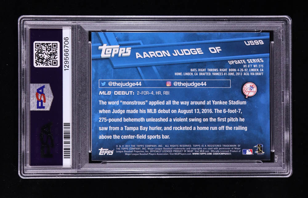 Aaron Judge 2017 Topps Update #US99 RC (PSA 9) at PristineAuction.com Aaron Judge 2017 Topps Update #US99 RC (PSA 9) at PristineAuction.com