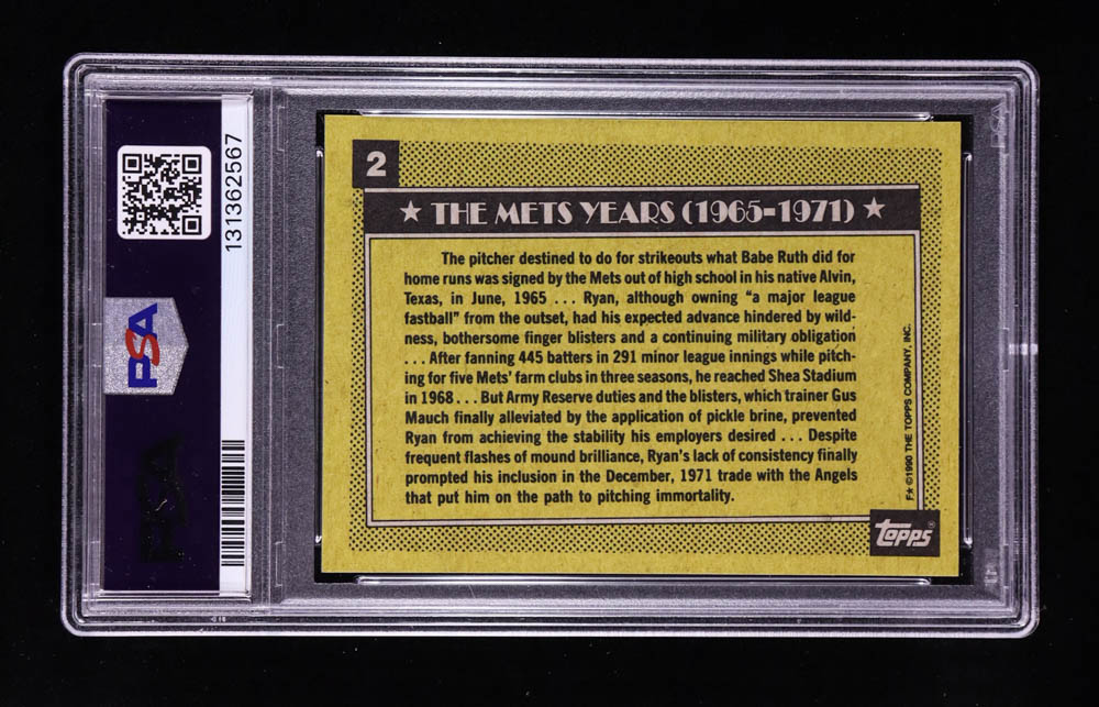 Nolan Ryan 1990 Topps #2 Mets (PSA 10) at PristineAuction.com Nolan Ryan 1990 Topps #2 Mets (PSA 10) at PristineAuction.com
