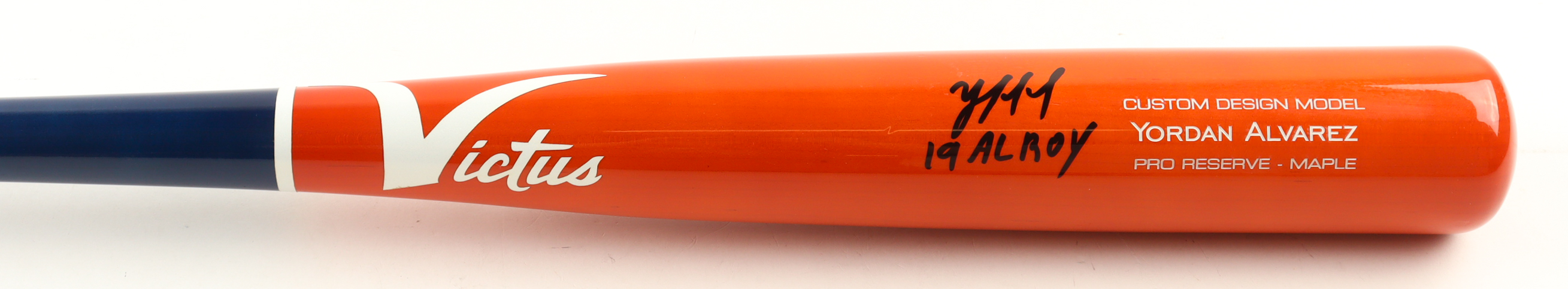 Yordan Alvarez Signed Victus Player Model Bat Inscribed "19 AL ROY" (Beckett) at PristineAuction.com Yordan Alvarez Signed Victus Player Model Bat Inscribed "19 AL ROY" (Beckett) at PristineAuction.com