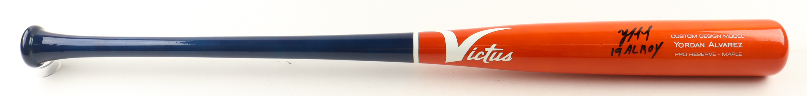 Yordan Alvarez Signed Victus Player Model Bat Inscribed "19 AL ROY" (Beckett) at PristineAuction.com Yordan Alvarez Signed Victus Player Model Bat Inscribed "19 AL ROY" (Beckett) at PristineAuction.com
