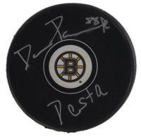 David "Pasta" Pastrnak Signed Bruins Logo Hockey Puck (Pastrnak) at PristineAuction.com