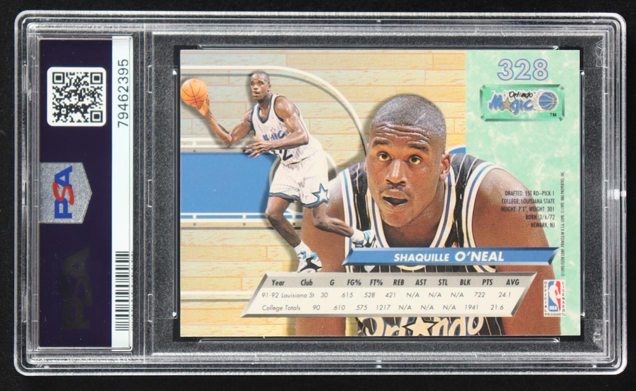 Shaquille O'Neal 1992 Fleer Ultra #328 RC (PSA 9) at PristineAuction.com Shaquille O'Neal 1992 Fleer Ultra #328 RC (PSA 9) at PristineAuction.com
