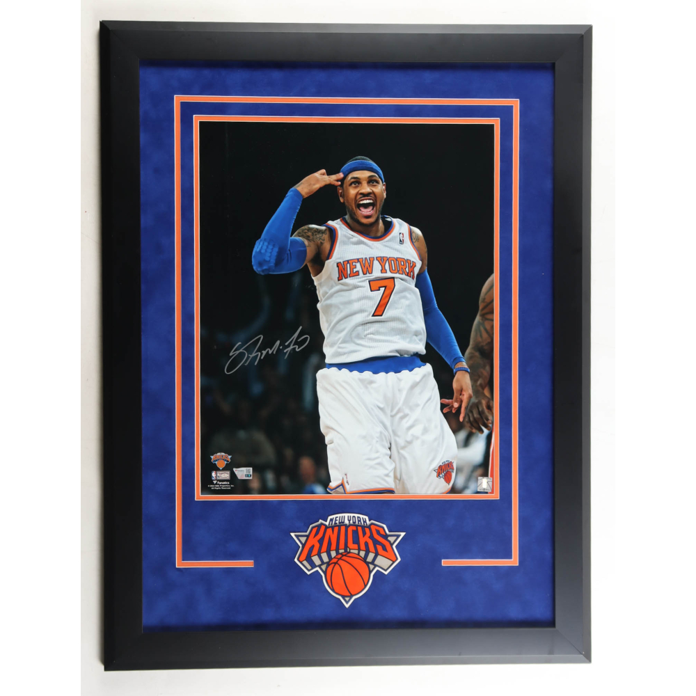 Carmelo Anthony Signed Knicks Custom Framed Photo Display (Fanatics) at PristineAuction.com