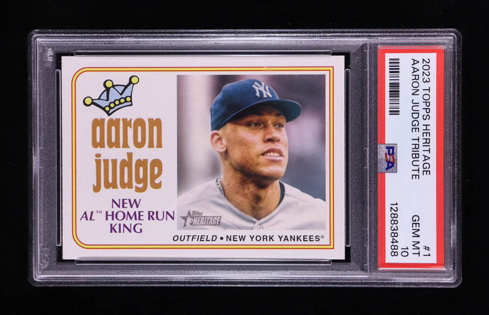 Aaron Judge 2023 Topps Heritage #1 TRIBUTE (PSA 10) at PristineAuction.com Aaron Judge 2023 Topps Heritage #1 TRIBUTE (PSA 10) at PristineAuction.com