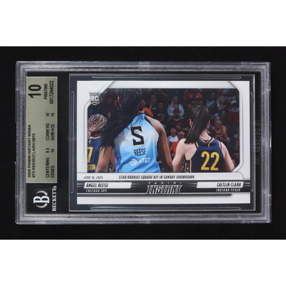 Angel Reese / Caitlin Clark 2024 Panini Instant WNBA #73 RC (BGS 10) at PristineAuction.com