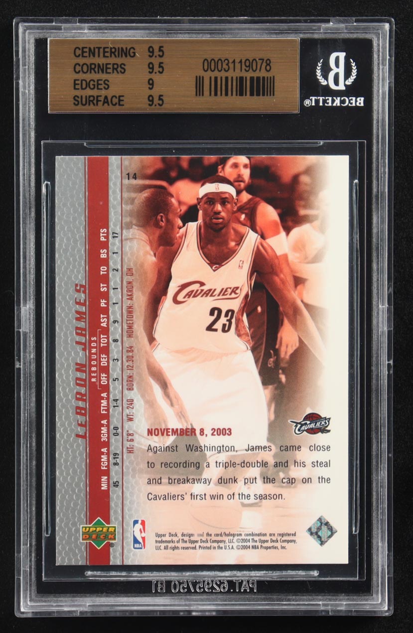 Lebron James 2003-04 Upper Deck Phenomenal Beginning #14 RC (BGS 9.5) at PristineAuction.com Lebron James 2003-04 Upper Deck Phenomenal Beginning #14 RC (BGS 9.5) at PristineAuction.com