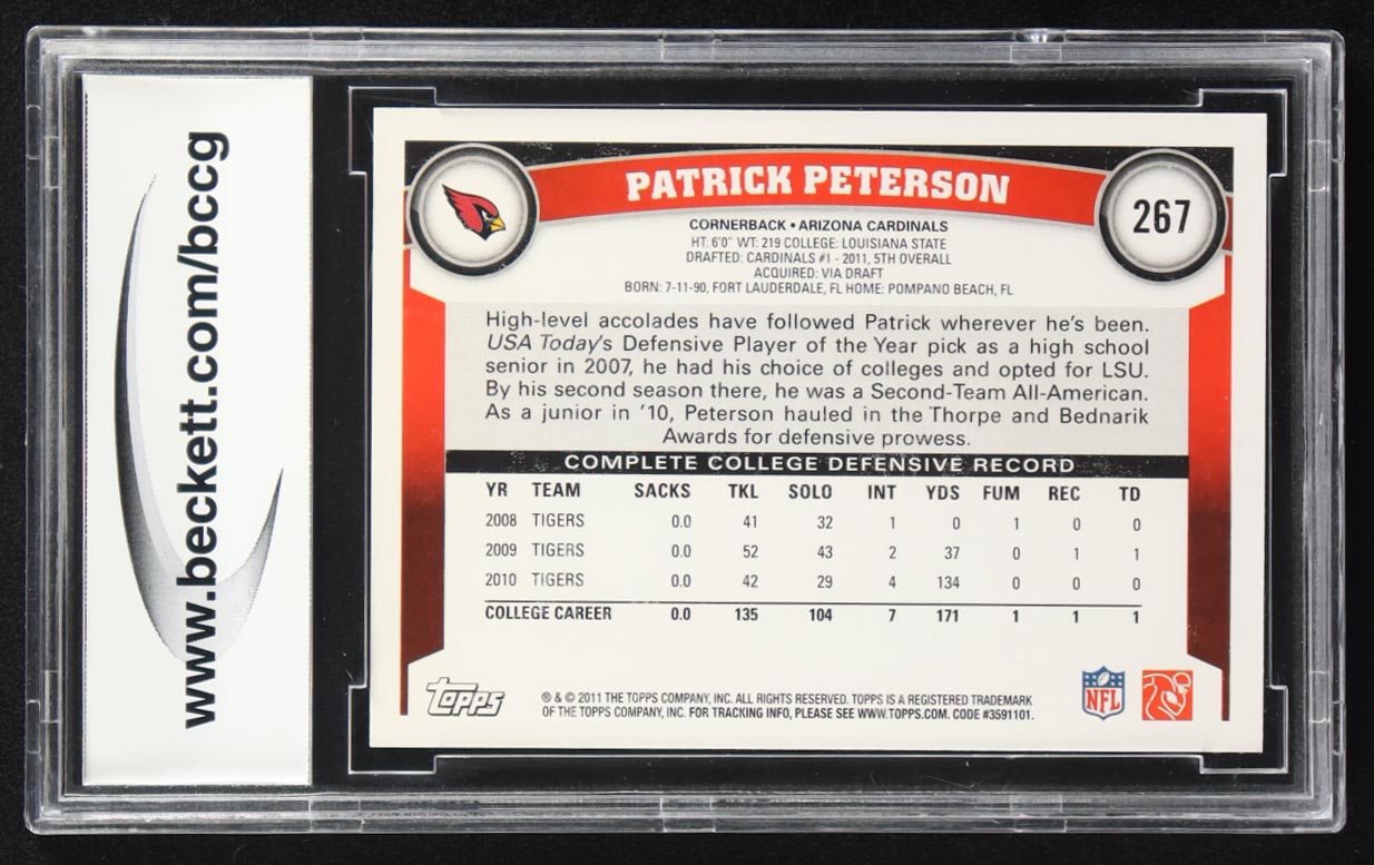 Patrick Peterson 2011 Topps #267 RC (BCCG 10) at PristineAuction.com Patrick Peterson 2011 Topps #267 RC (BCCG 10) at PristineAuction.com