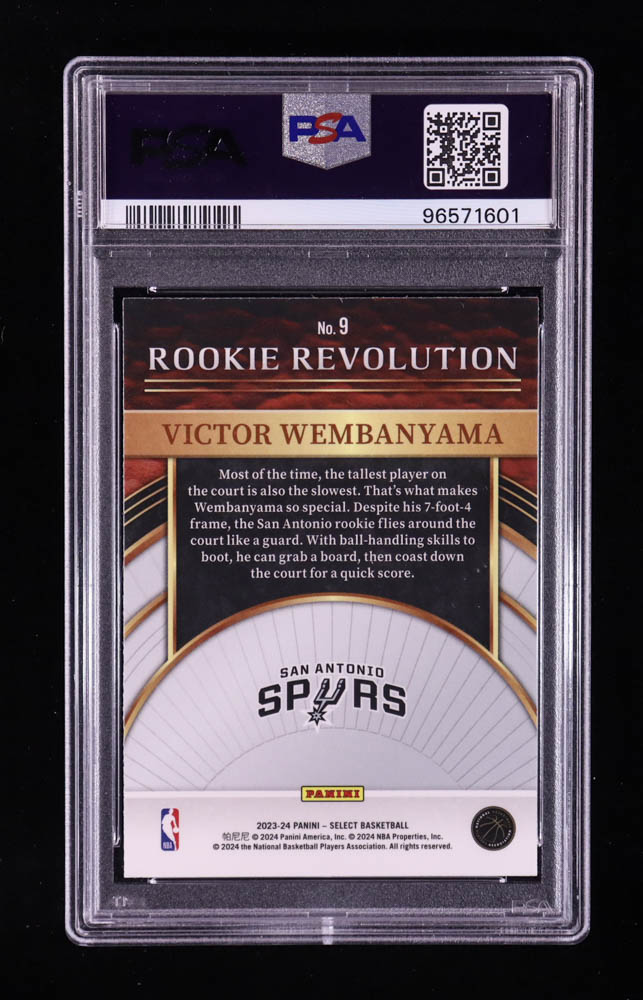 Victor Wembanyama 2023-24 Select Rookie Revolution #9 RC (PSA 10) at PristineAuction.com Victor Wembanyama 2023-24 Select Rookie Revolution #9 RC (PSA 10) at PristineAuction.com