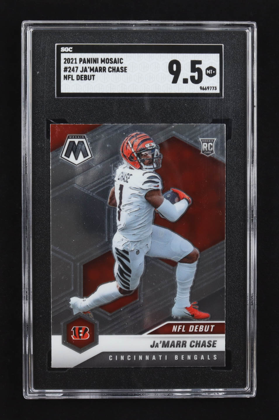 Ja'Marr Chase 2021 Panini Mosaic #247 DEB RC (SGC 9.5) at PristineAuction.com Ja'Marr Chase 2021 Panini Mosaic #247 DEB RC (SGC 9.5) at PristineAuction.com