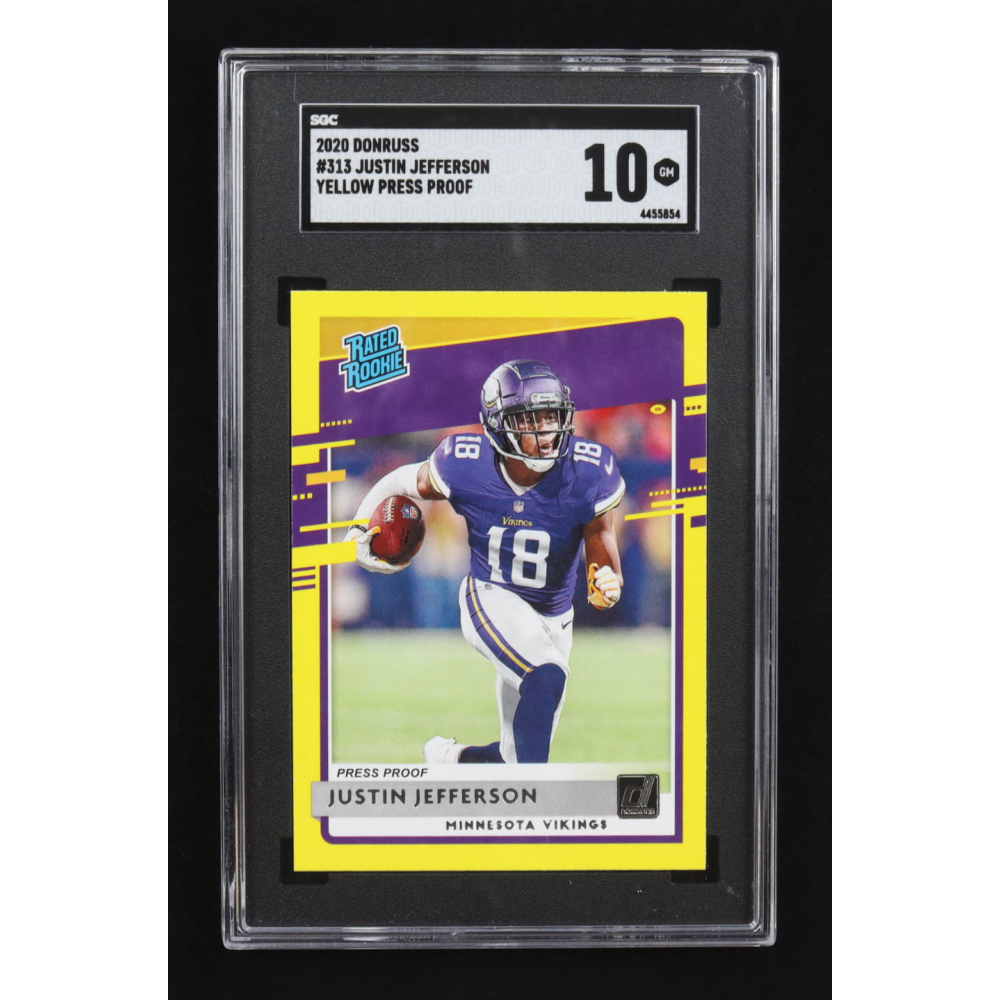 Justin Jefferson 2020 Donruss Press Proof Yellow #313 RR RC (SGC 10) at PristineAuction.com