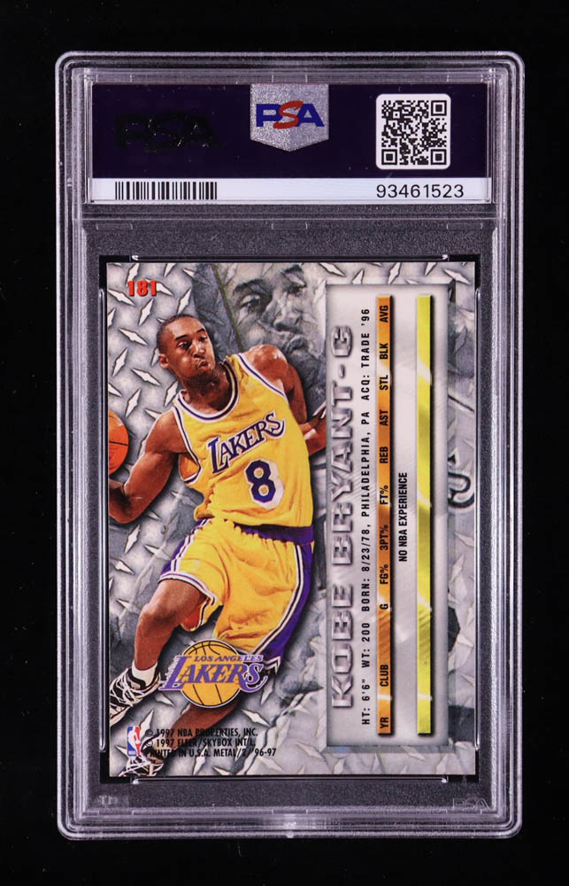 Kobe Bryant 1996-97 Metal #181 RC (PSA 9) at PristineAuction.com Kobe Bryant 1996-97 Metal #181 RC (PSA 9) at PristineAuction.com
