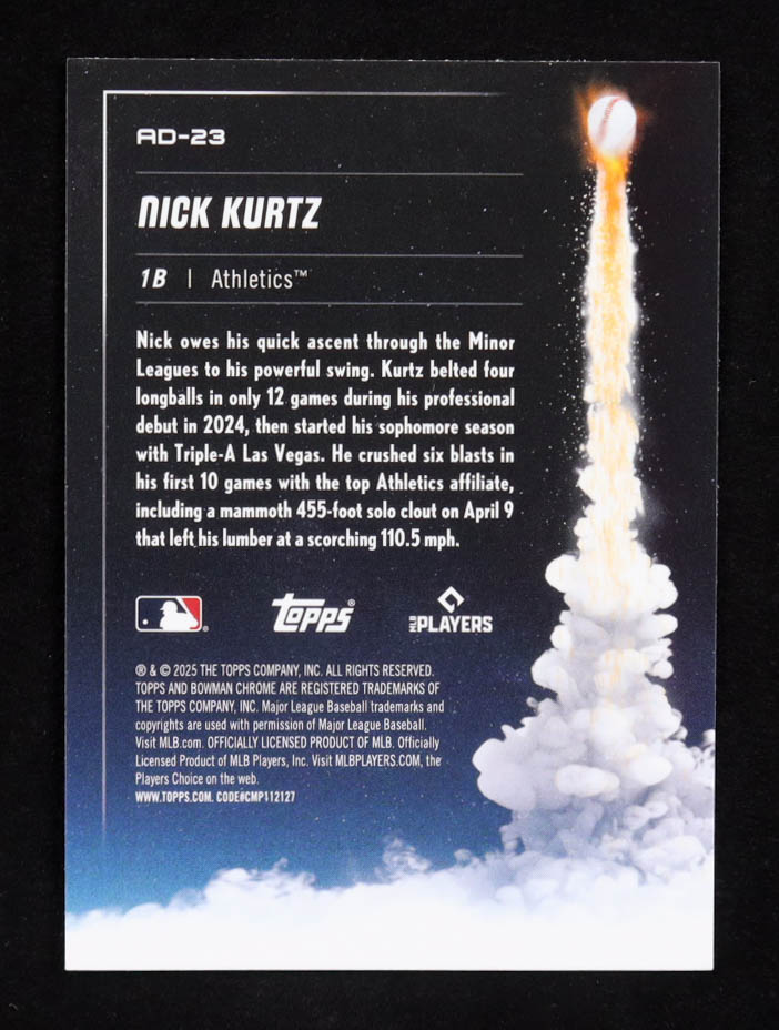 Nick Kurtz 2025 Bowman Chrome Adios #AD23 RC at PristineAuction.com Nick Kurtz 2025 Bowman Chrome Adios #AD23 RC at PristineAuction.com