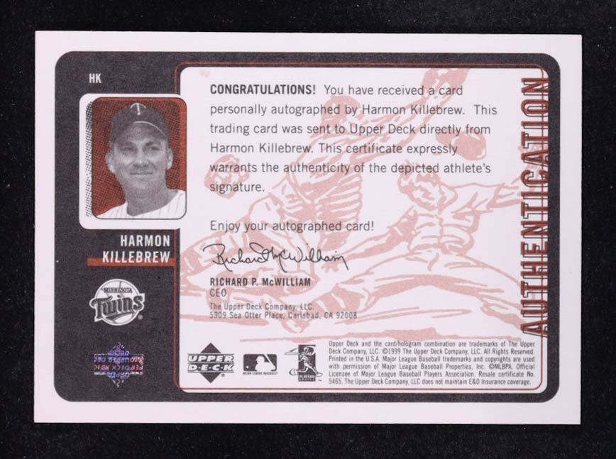 Harmon Killebrew 1999 Upper Deck Retro Inkredible #HK at PristineAuction.com Harmon Killebrew 1999 Upper Deck Retro Inkredible #HK at PristineAuction.com