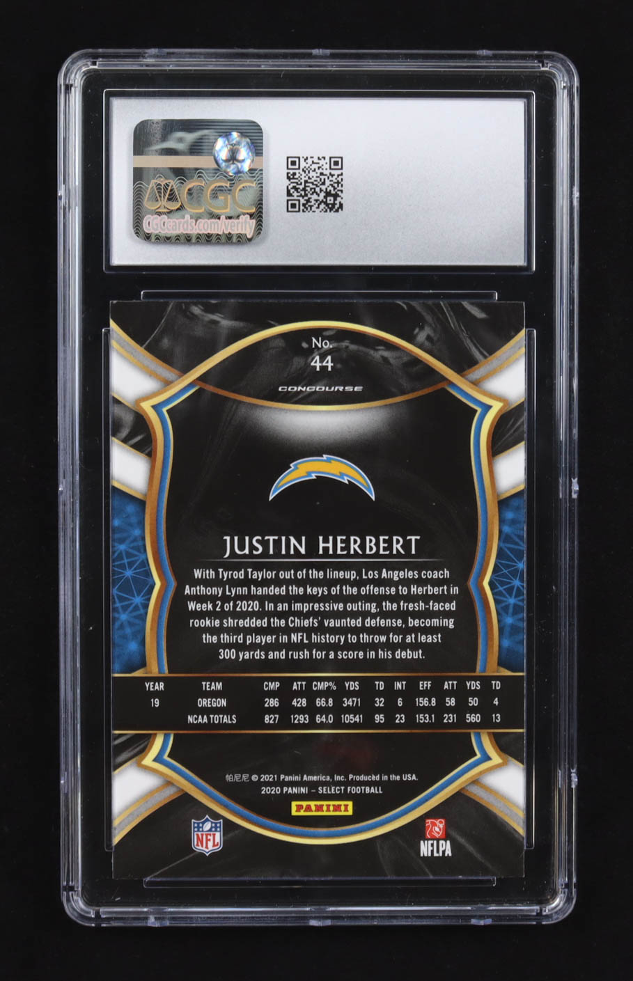 Justin Herbert 2020 Select #44 RC (CGC 9.5) at PristineAuction.com Justin Herbert 2020 Select #44 RC (CGC 9.5) at PristineAuction.com