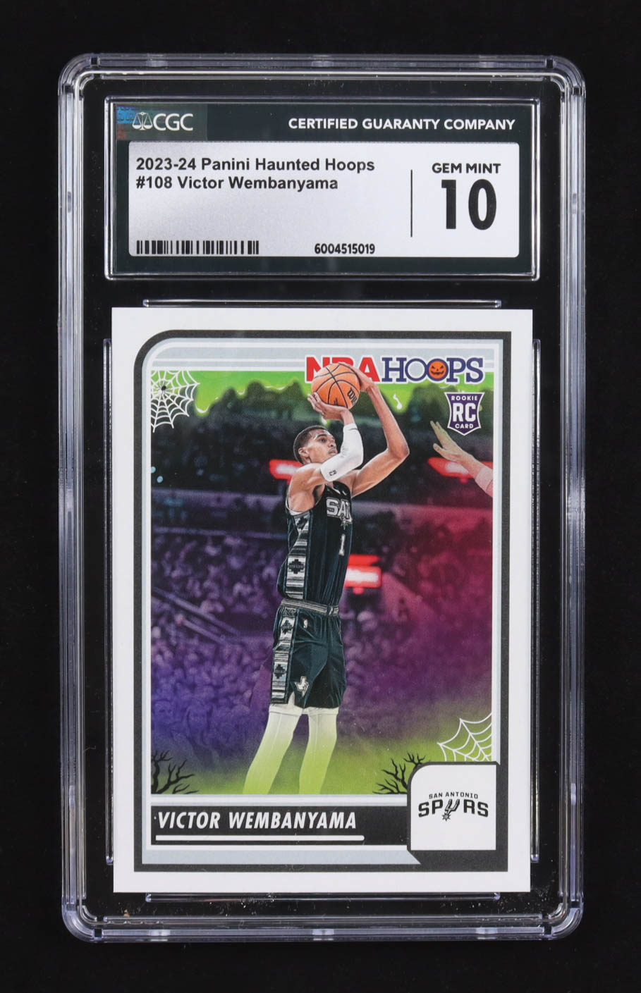 Victor Wembanyama 2023-24 Hoops Haunted Hoops #108 RC (CGC 10) at PristineAuction.com Victor Wembanyama 2023-24 Hoops Haunted Hoops #108 RC (CGC 10) at PristineAuction.com