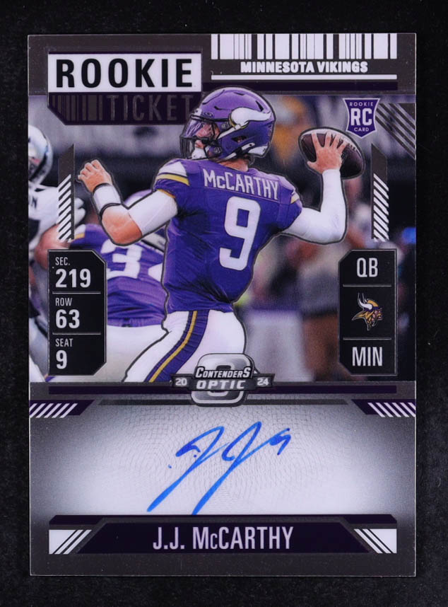 JJ McCarthy 2024 Panini Contenders Optic #101 Autograph RC at PristineAuction.com JJ McCarthy 2024 Panini Contenders Optic #101 Autograph RC at PristineAuction.com