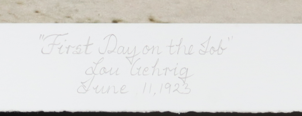 Historical Photo Archive - Lou Gehrig "First Day on the Job" 1923 Limited Edition 16x22.5 Fine Art Giclee on Paper # 114 /375 at PristineAuction.com Historical Photo Archive - Lou Gehrig "First Day on the Job" 1923 Limited Edition 16x22.5 Fine Art Giclee on Paper # 114 /375 at PristineAuction.com
