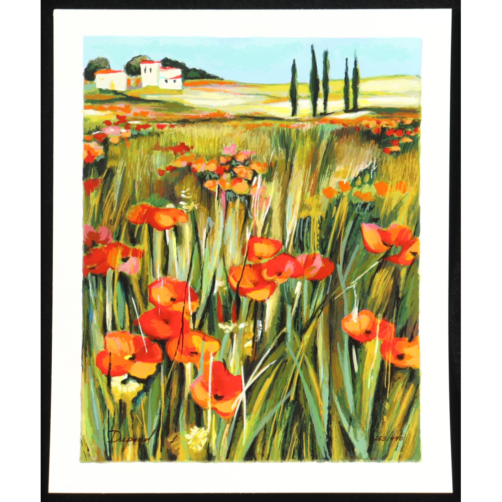 "Red Flowers I" LE 11x14 Lithograph Print by Yuri Dupond at PristineAuction.com
