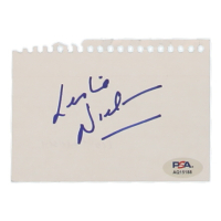 Leslie Nielsen Signed Cut (PSA) at PristineAuction.com