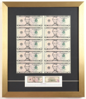 2021 U.S. $5 Dollar Bill Custom Framed Uncut Sheet Of (10) Bills at PristineAuction.com