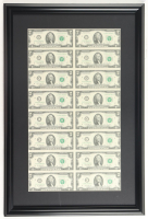 2013 U.S. $2 Dollar Bill Custom Framed Uncut Sheet Of (16) Bills at PristineAuction.com