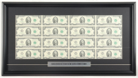 2013 U.S. $2 Dollar Bill Custom Framed Uncut Sheet Of (16) Bills with Title Plaque at PristineAuction.com