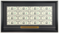2013 U.S. $2 Dollar Bill Custom Framed Uncut Sheet Of (16) Bills with Title Plaque at PristineAuction.com
