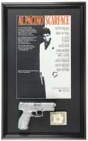 "Scarface" Custom Framed Movie Poster Display with Prop Replica Money Stack & Pistol at PristineAuction.com